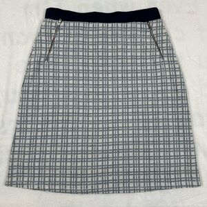Le Lis Collection Plaid Tweed Style Skirt XXL Navy Blue White Pull-on